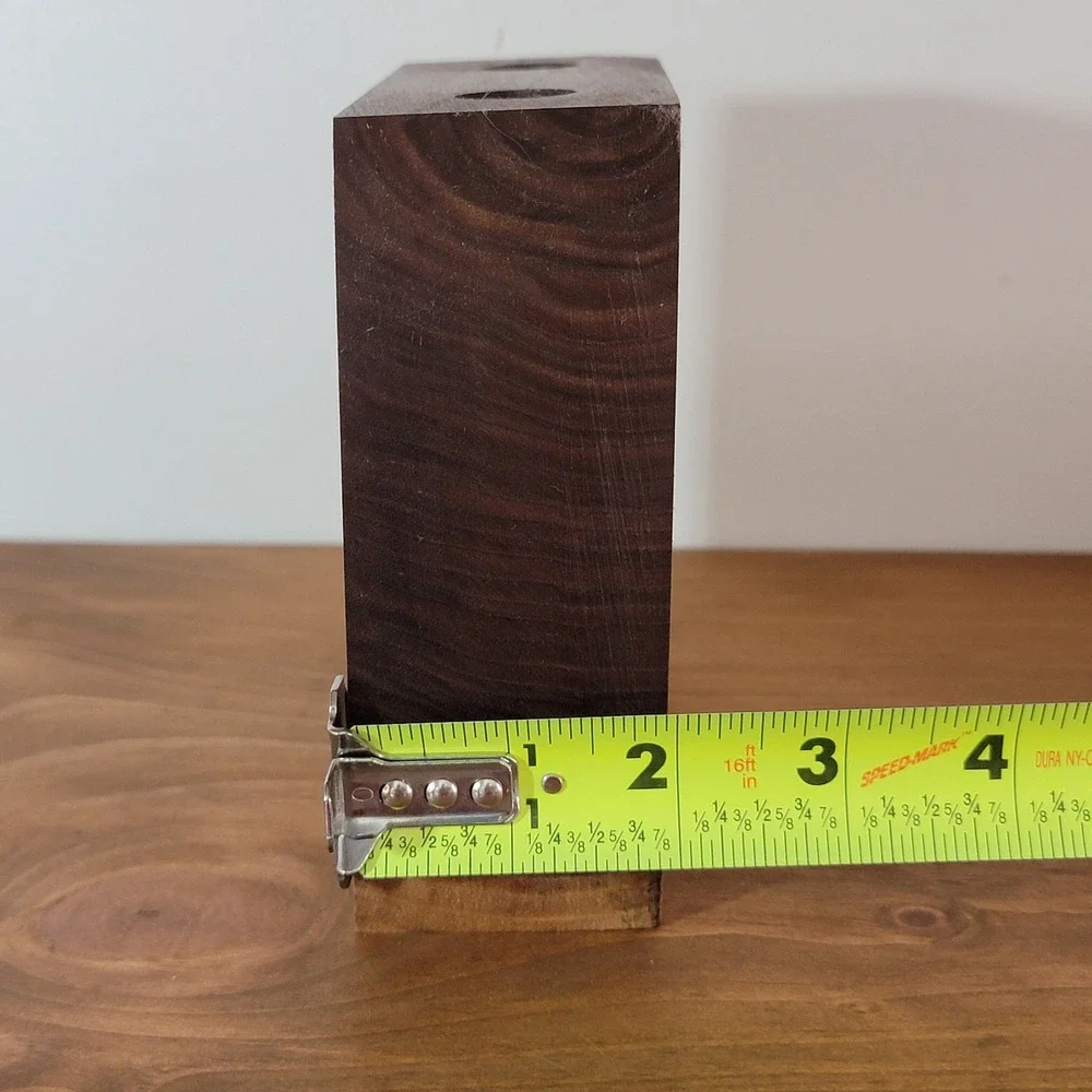 Handmade Live Edge Walnut Wood Air Plant Holder 2 Hole Minimalist Block Decor